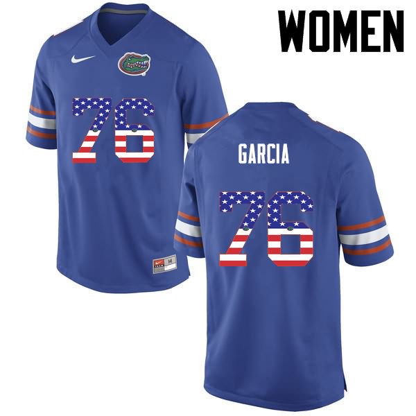 Women's NCAA Florida Gators Max Garcia #76 Stitched Authentic USA Flag Fashion Nike Blue College Football Jersey KJC6265ML